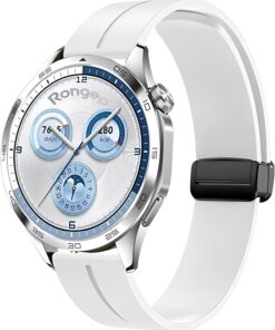 Ayarlanabilen Manyetik Tokalı 22mm Kordon Huawei ile Uyumlu Watch GT5/GT5 Pro/GT4/Watch 4 Pro/GT3/GT3 Pro/GT2/GT2 Pro 46mm İçin Esnek ve Dayanıklı Pürüzsüz Dokulu Yumuşak Silikon Kayış