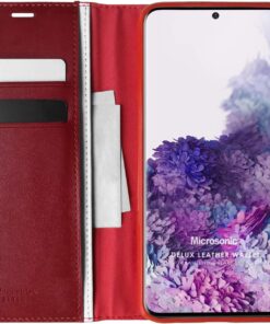 Samsung Galaxy S20 Plus için Kılıf Delux Leather Wallet Kırmızı [Galaxy S20 Plus ile Uyumlu Kılıf - Kırmızı]
