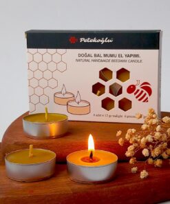 (6 Adet) Tealight Mum Doğal Petek Balmumu mum Standart Boy