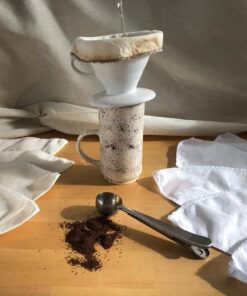 Kumaş Kahve Filtresi 2 Adet Doğal Ham Bez (V60 uyumlu, Beyaz)