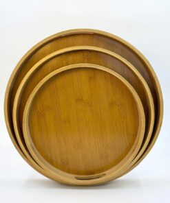 Bambu 3'lü Tepsi Seti – Sunum, Çay ve Servis Tepsisi, Doğal Bambu Ahşap Tepsi Takımı, Şık ve Dayanıklı Tasarım, Mutfak ve Sofralar İçin Estetik Sunum Tepsisi (Yuvarlak)
