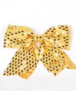 Yılbaşı Süsü Askılı Parlak Pullu Fiyonk Dore 20x20 Cm.