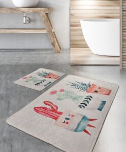 Happy Cactus Djt 2li Set Banyo Halısı, Paspas