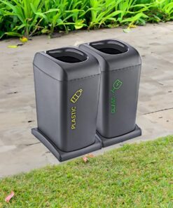 2'Li Set Soft Tekerlekli Cam-Plastik Geri Dönüşüm Kutusu 40 LT - ANTRASİT, Çok Amaçlı Geri Dönüşüm Kutusu