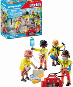 71244 City Life Tıbbi Ekip, Playmobil tıbbi oyuncak, acil servis oyuncak seti, doktor oyuncağı, acil durum ekibi, 4 yaş ve üzeri çocuklar için uygun kurtarma oyuncak, oyun seti