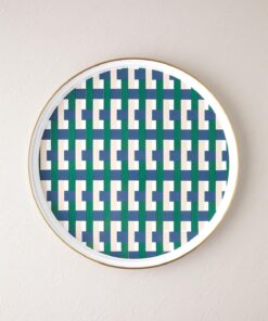 Home Retro Plaid Emaye Tepsi Lacivert – Yeşil