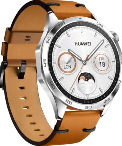 HUAWEI Watch ile Uyumlu 22 mm El Yapımı Hakiki Deri Kordon Ekstra Yumuşak ve Konforlu Kullanım (GT4/Watch 4 Pro/GT3/GT3 Pro/GT2/GT2 Pro) Watch (Gear S3 Frontier/Galaxy Watch 46mm) (Açık Taba)