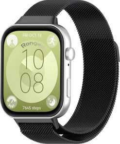 Huawei Watch Fit 3 İle Uyumlu Milano Loop Metal Hasırlı Kordon Manyetik Tasarımlı Terletmeyen Nefes Alan Hafif Yapılı Bileğe Göre Ayarlanabilen Deformasyona Dayanıklı Paslanmaz Kayış
