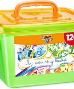 Kids Boyama Seti - Çeşitli ve Canlı Renklerde 120 adet Boyama Kalemli Büyük Kutu, 60 Adet Keçeli Kalem ve 60 Adet Kuru Boya Kalemi