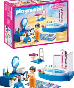 70211 Oyuncak Bebek Evi Mobilyalı Banyo, eğlenceli yaratıcı rol yapma, oyun seti 4 yaş ve üzeri çocuklar için uygundur