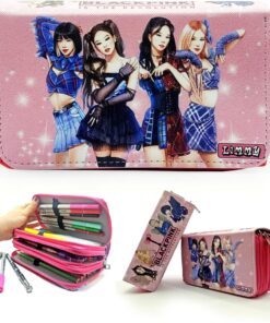 Kalem Kutusu Black Pink Blink Organizer Kalemkutu Vegan Deri Üç Bölmeli Kalemlik