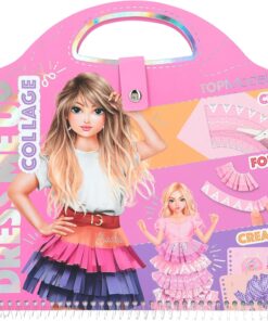 Dress Me Up Collage Book Top Model, w kształcie torebki, z naklejkami i kolorowymi papierami.
