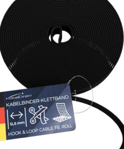 – cırt kablo bağı – 15 m×12,5mm – istenen boyutta kesilebilir, yeniden kullanılabilir (kesilebilir cırt rulosu, tekrar kapatılabilir bant kabloları vs. bağlar, siyah)