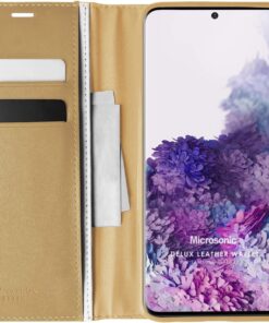 Samsung Galaxy S20 için Kılıf Delux Leather Wallet Gold [Galaxy S20 ile Uyumlu Kılıf - Gold]