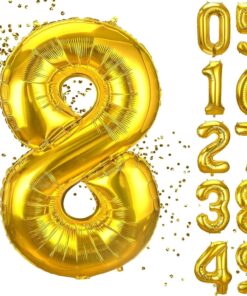 8 Yaş Doğum Günü Rakamlı Balon Yaş Günü Gold Renk Uçan Balon 102 cm Doğum Günü ve Parti Dekorasyonu Büyük Boy Folyo Balon 40 inç - 102 cm Doğum Günü Dekorasyonu Balon Yaş Sayı Helyum Balon 8 Rakamı