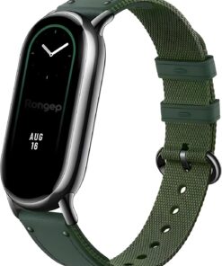 Xiaomi Mi Band 8 İle Uyumlu İnce ve Hafif Tasarımlı Bilekte Terleme Yapmayan Çift Katmanlı Naylon Dokulu PU Deri Detaylı Bilek Ölçüsüne Göre Ayarlanabilen Şık Görünümlü Rahat Kordon