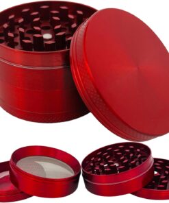 GRINDER Parçalayıcı Metal baharat öğütücü herb spice 4 katmanlı 40MM / 50MM / 63MM (KIMRIZI, 63MM)