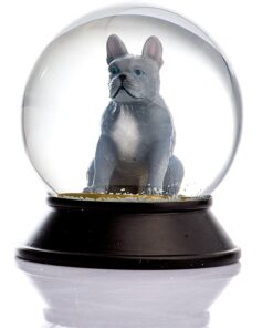 Cam Ve Reçine Altın Patiler Köpek French Bulldog (Gri) Kar Küresi Hediye