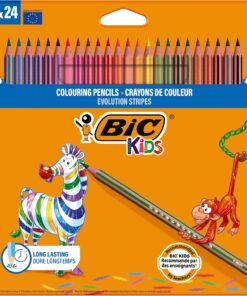 Kids Evolution Stripes Kuru Boya Kalemi, 24'lü Kutu, Kıymık Oluşturmaz, Çiğnemeye Karşı Dayanıklı, Kolay Açılır