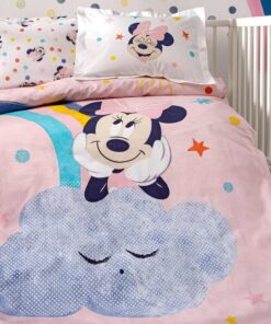 Disney Minnie Mouse Sun Karakter Baskılı%100 Pamuk Nevresim Takımı, Çok Renkli, Bebek (Nevresim: 100x150 cm/Çarşaf:120x180 cm / 2 Adet Standart Yastık Kılıfı: 35x45 cm)