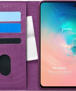 Samsung Galaxy S10E için Kılıf Fabric Book Wallet Mor [Galaxy S10e ile Uyumlu Kılıf - Mor]