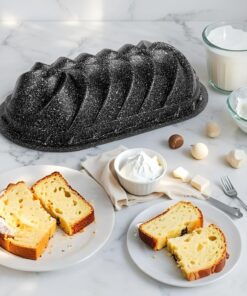 Rüzgar Gülü Döküm Kek Kalıbı – 29x16,5x7cm Siyah | Şık Spiral Desenli Alüminyum Döküm Kek Kalıbı | Yapışmaz Kaplama, Dayanıklı ve Eşit Pişirme Özelliği