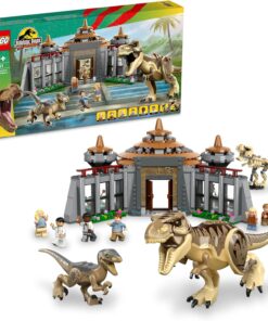 Jurassic Park Ziyaretçi Merkezi: T.rex ve Raptor Saldırısı 76961, 12 Yaş ve Üzeri Çocuklar için Yaratıcı Oyuncak Dinozor Yapım Seti (693 Parça)