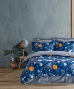 | Galaxy |%100 Pamuklu Çift Kişilik Nevresim Takımı Mavi