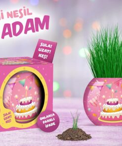 Doğum Günü Temalı Çim Adam 6'lı Set – Çocuklar İçin Eğitici ve Eğlenceli Bitki Yetiştirme Kiti