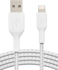 Örgülü Lightning Kablosu (Hızlı Şarj Lightning - USB Kablosu) MFi Sertifikalı Şarj Kablosu, Örgülü Lightning Kablosu (3m, Beyaz)