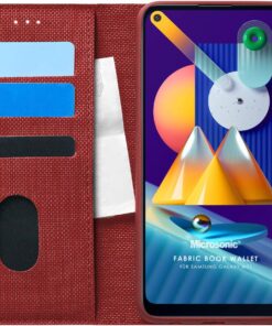 Samsung Galaxy M11 için Kılıf Fabric Book Wallet Kırmızı [Galaxy M11 ile Uyumlu Kılıf - Kırmızı]