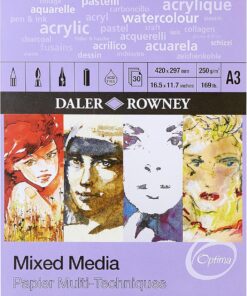 Rowney Optima spiral blok, hafif yapılandırılmış, 250 g/m², A3, 30 beyaz yaprak, profesyonel sanatçılar ve öğrenciler için ideal