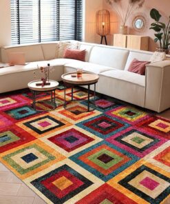 Dizayn Amber Desenli Pamuk Tabanlı Yıkanabilen Kaydırmaz Antibakteriyel Salon Halısı 80X150