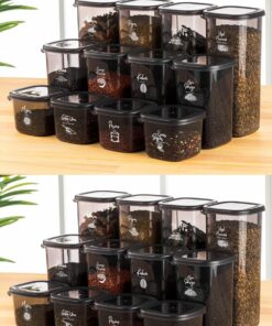 24Lü Peggy Kare Erzak Saklama Kabı 8X(0,55 Litre, 1,2 Litre, 1,75 Litre) Beyaz Serigrafi Etiketli