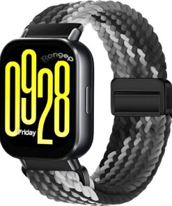 Örgü Loop Kumaş Kordon Xiaomi ile Uyumlu Redmi Watch 5 Active/Redmi Watch 5 Lite/Watch 2/2Pro/S3/S1/S1Pro/S1 Active İçin Manyetik Tokalı Terlemeye Karşı Elastik Kumaş Kayış