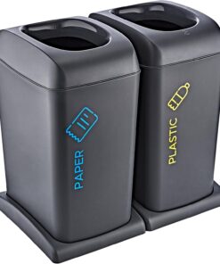 2'Li Set Soft Tekerlekli Plastik-Kağıt Geri Dönüşüm Kutusu 40 LT - ANTRASİT, Çok Amaçlı Geri Dönüşüm Kutusu