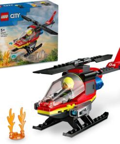 City İtfaiye Kurtarma Helikopteri 60411-5 Yaş ve Üzeri Çocuklar için Pilot Minifigürü İçeren Yaratıcı Oyuncak Yapım Seti (85 Parça)