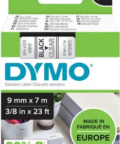 D1 Yedek Şerit, 9 mm x 7 mt, Şeffaf/Siyah (40910)