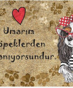 Tasarımlı Dekoratif Kapı önü Paspas, Dış Mekan/Ev İçi/Banyo/Mutfak/Yatak Odası/Giriş Paspasları (Umarım Köpeklerden Hoşlanıyorsundur, 45X70)