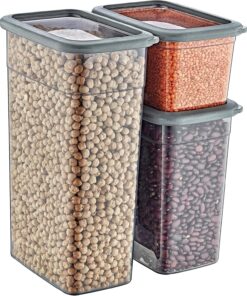 2'Li Set Skali Dikdörtgen Saklama Kabı Antrasit (2'şer adet 1210 ml, 2350 ml, 3500 ml)