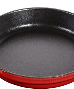 1301606 İstiflenebilir Güveç Tenceresi, Yuvarlak 16 Cm, 0,4 L, Güveç Kalıbının İçinde Mat Siyah Emaye Kaplama Kiraz Kırmızısı