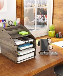 Design OTTO Large Modest - 6 Renk A4 Evrak Rafı Masaüstü Organizer Düzenleyici (Ceviz)