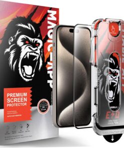 X-Gorilla iPhone 15 Uyumlu Tam Kaplayan Tozsuz Uygulama 9H Ekran Koruyucu Kırılmaz Temperli Cam