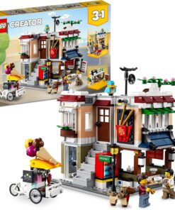Creator 3’ü 1 Arada Şehir Merkezi Makarna Dükkanı 31131-8 Yaş ve Üzeri için Şehir Merkezi Binası, Bisikletçi ve Atari Salonu İçeren Oyuncak Yapım Seti (569 Parça)