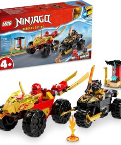 NINJAGO® Kai ve Ras'ın Araba ve Motosiklet Savaşı 71789 Oyuncak Yapım Seti (103 Parça)