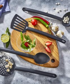4'lü Siyah Yanmaz Yapışmaz Teflon Kaplama Mutfak Seti, Ekonomik Servis Seti Kepçe Kevgir Spatula Kaşık Set
