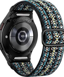 One-Click Elastik Bohem Serisi 20mm Kordon Samsung ile Uyumlu Galaxy Watch 7/6/5/4/FE Serisi İçin Kumaş Kayış (40mm/44mm) Watch 6/4 Classic (47/43/42mm) ve Watch 5 Pro 45mm Uyumlu