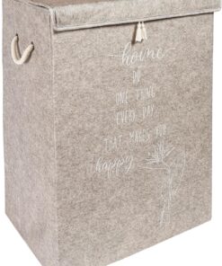 Çamaşır Sepeti Kirli Çamaşır Torbası Çamaşır Sepet Keçe Kapaklı Çok Amaçlı Kutu Sepet Oyuncak Saklama Sepeti Renk (55x40x30 Cm) (Bej)