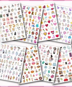Sticker Seti 500 Adet - Kız Çocuklara Özel Konsept - Defter Planlayıcı Günlük Takvim Ajanda İçin Etiketler - Öğrencilere ve Yetişkinlere Kendinden Yapışkanlı Eğlenceli Çıkartmalar (8 Sayfa)
