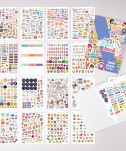 Sticker Set - Çocuklar, Kızlar, Gençler ve Yetişkinler için 1000 Adet Çıkartma Seti - Scrapbook Sticker - Laptop, Günlük, Ajanda ve Planner için Bullet Journal Sticker Koleksiyon Kitabı